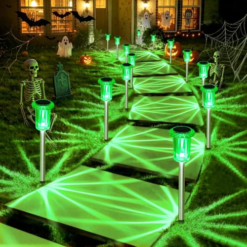 DenicMic Solar Halloween Lights Outdoor Waterproof 10 Pack Halloween Decor