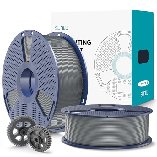 SUNLU PLA+2.0 3D Printer Filament, Grey, 2-Pack (2KG)