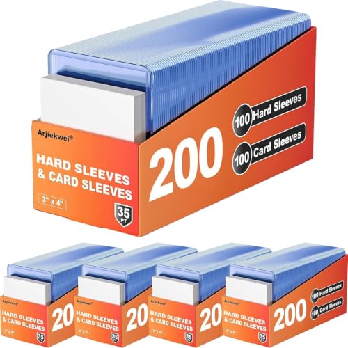 1000 Card Sleeves Hard Plastic, Arjiekwei 3"X 4" Trading Card Holder, 35PT