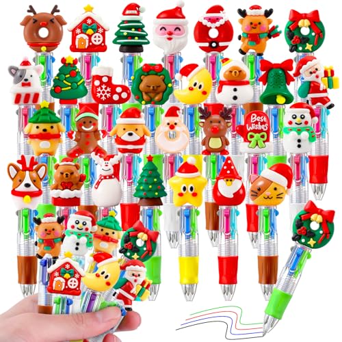 CZWZ 30Pcs Mini Multicolor Pens in One 4-in-1 Cute Pens Bulk, Ballpoint Pen for Birthdays and Parties, Fun Gifts Assorted Ink
