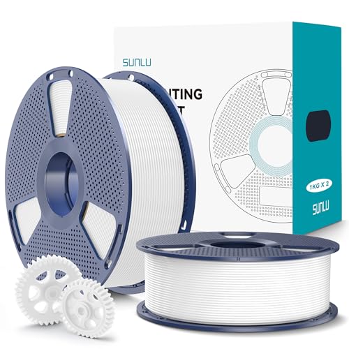 SUNLU PLA+2.0 3D Printer Filament, White, 2-Pack (2KG)