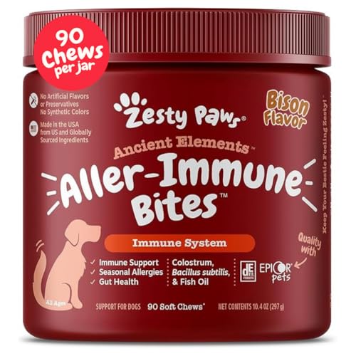 Zesty Paws AE Dog Allergy Chews - Dog Allergy Relief, Bison, 90 Ct