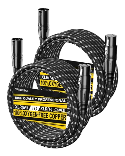 VANDESAIL XLR Cables 18ft 2Pack,XLR Microphone Cable,OFC Shielded Braided