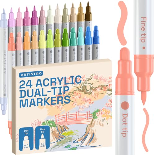 ARTISTRO 24 Pastel Dual-Tip Acrylic Paint Marker Pens