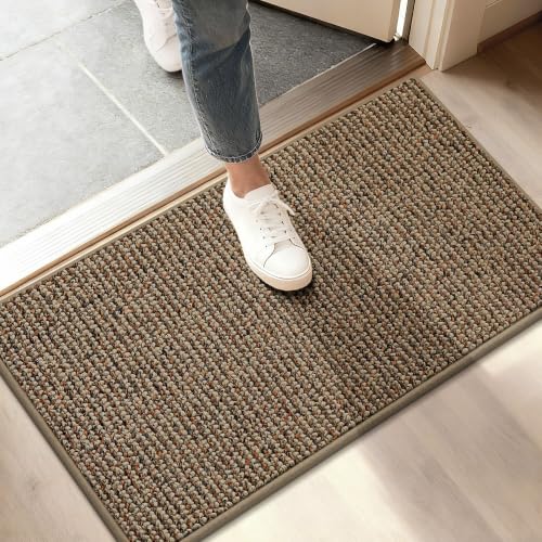 BEQHAUSE Dirt Trapper Door Mat 17" x 30", Non-Slip Doormats, Beige