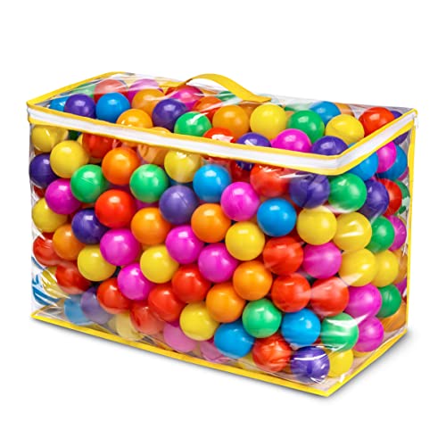 Hovenlay Ball Pit Balls Phthalate Free BPA Free Crush Proof Plastic - 7 Bright Colors in Reusable Play Toys for Kids with Sto