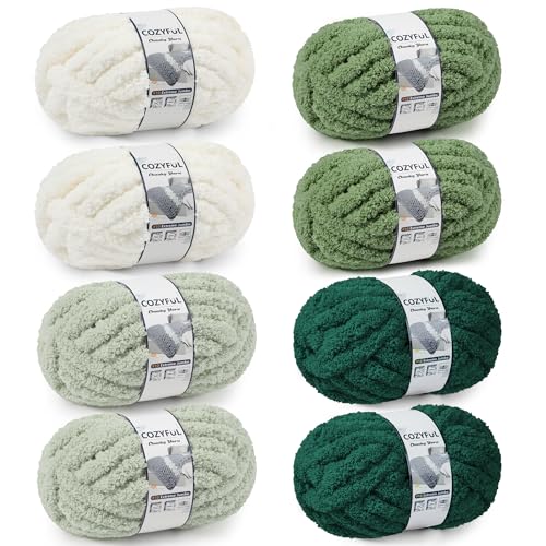 Cozyful Chunky Yarn for Hand Knitting - #10 Chunky Chenille Yarn, Jumbo Big Thick Chunky Yarns for Crocheting, Super Bulky Ch