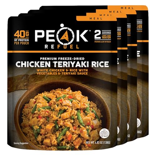 Peak Refuel Chicken Teriyaki Rice Freeze-Dried Meals, 40g Protein, 4-Pack