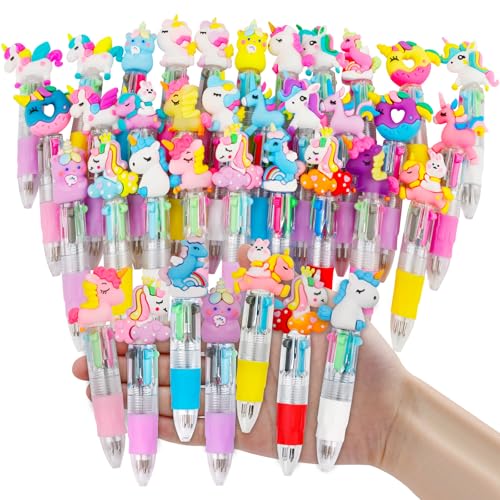 CZWZ 30Pcs Mini Multicolor Pens in One 4-in-1 Cute Pens Bulk, Ballpoint Pen for Birthdays and Parties, Fun Gifts Assorted Ink
