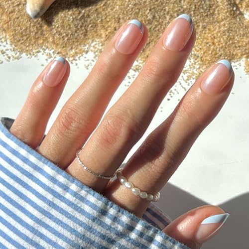 Glamnetic Press On Nails, Short Oval Glazed, Fake Nails 30pc Nail Kit