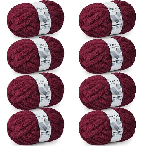 Cozyful Chunky Yarn for Hand Knitting - #10 Chunky Chenille Yarn, Jumbo Big Thick Chunky Yarns for Crocheting, Super Bulky Ch