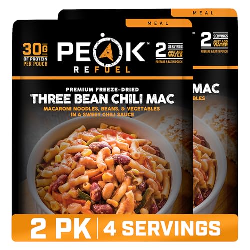 Peak Refuel Three Bean Chili Mac Vegan Camping Meals, 2-Pack, 4 Servings