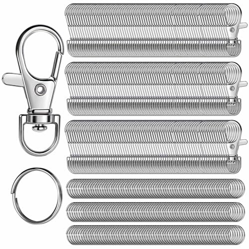 LEOBRO 480PCS Lobster Claw Clasps and Key Rings, Keychain Making Kit - 240PCS Keychain Clips and 240PCS Key Chain Ring, Split