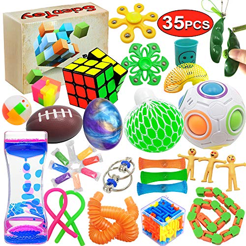 Scientoy Fidget Toy Set, 35 Pcs Sensory Toy for ADD, OCD, Autistic Children, Adults, Anxiety Autism to Stress Relief and Anti