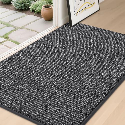BEQHAUSE Dirt Trapper Door Mat 32"x48", Non-Slip Washable Doormat, Charcoal