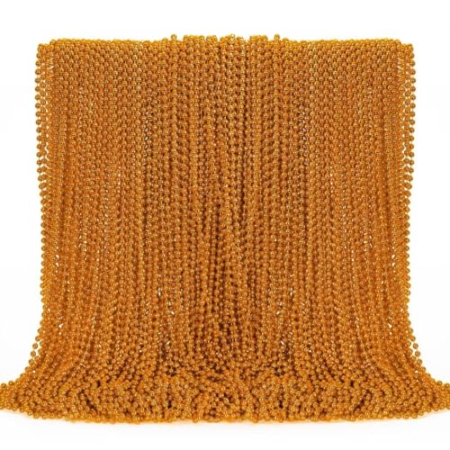 144PCS Bead Necklace, Orange Halloween Bead Necklaces Party Favors, 33" Mardi Gras Beads Necklaces Costume Bulk, Festival Par