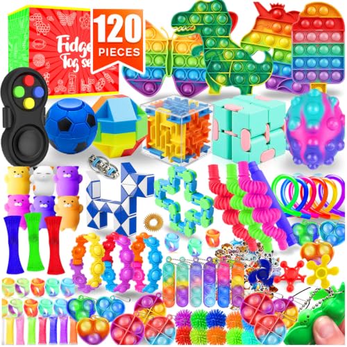 Fidget Toys, 120 Pack Party Favors for Kids 8-12 4-8, Sensory Toys Bulk Autism Autistic, Treasure Box Toys for Classroom, Sto