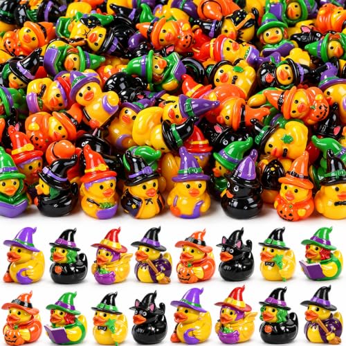 DIYDEC 48pcs Halloween Mini Ducks Figures Toys Miniature Resin Animal Decor