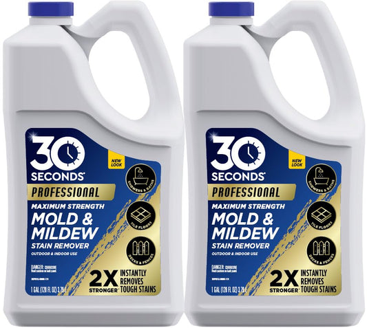 30 SECONDS Pro Mold and Mildew Stain Remover | Scrub Free | Brighter Results Instantly | Ready To Use Refill | 128 fl. oz. (2