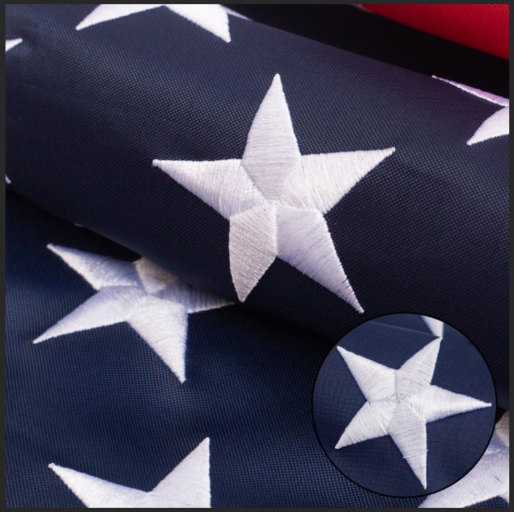 American flag 5x8 FT for Outside, Heavy Duty Polyester USA Flag Outdoor with Embroidered Stars, Sewn Stripes, US Flag with Br