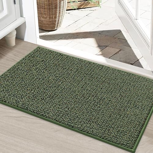 BEQHAUSE Dirt Trapper Door Mat 24" x 36", Non-Slip Washable Doormats, Green