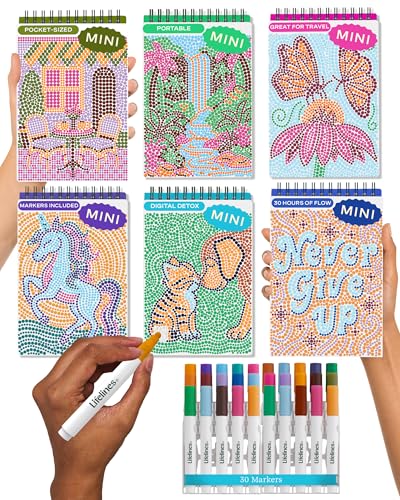 Lifelines FlowArt Mini Activity Pads, 6-Pack, Dot-by-Letter Coloring Books