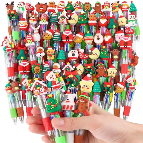 CZWZ 60Pcs Mini Multicolor Pen in One 4-in-1 Cute Pens Bulk for Kids, Ballpoint Pens for Birthdays and Children's Parties, Fu