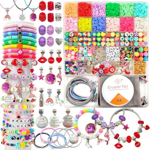 leitait Girls Toys Bracelet Making Kit - 3000pcs Charm Jewelry Making Kit Supplies,Easter Basket Stuffers,Unicorn/Mermaid Cra