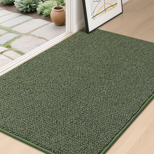 BEQHAUSE Dirt Trapper Door Mat 32" x 48", Non-Slip Washable Doormats, Green