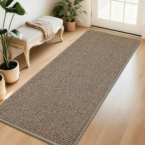 BEQHAUSE Dirt Trapper Door Mat 32" x 72", Non-Slip Washable Doormats, Beige