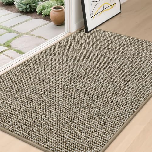 BEQHAUSE Dirt Trapper Door Mat 32" x 48", Non-Slip Washable, Light Beige