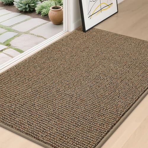 BEQHAUSE Dirt Trapper Door Mat 32" x 48", Non-Slip Washable Doormats, Beige