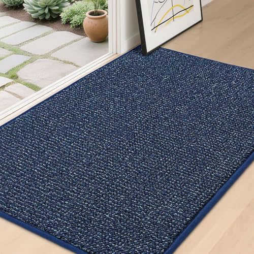 BEQHAUSE Dirt Trapper Door Mat 32" x 48", Non-Slip Washable Doormats, Blue