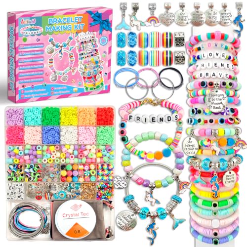 leitait Girls Toys Bracelet Making Kit -3400pcs Charm Jewelry Making Kit Supplies,Unicorn/Mermaid Crafts Birthday Christmas G