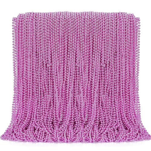 72PCS Bead Necklace, 33" Breast Cancer Awareness Necklaces Bulk, Mardi Gras Bead Necklace Costume, Festival Parade Throw Acce