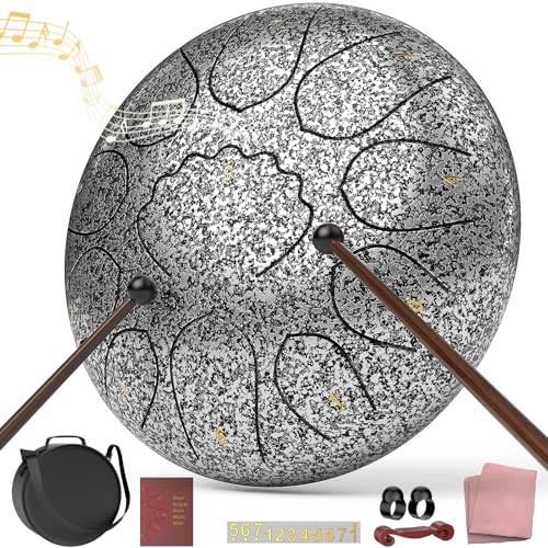 Rain Drum for Outside Garden, 8 Inches 11 Notes Steel Tongue Drum, Waterproof Meditation Rain Chime, Musical Instruments for 