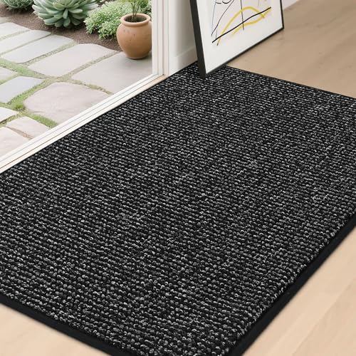 BEQHAUSE Dirt Trapper Door Mat 32" x 48", Non-Slip Washable Doormats, Black