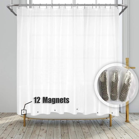 Barossa Design Frosted Clawfoot Tub Shower Curtain Liner, 180 x 70 Inches